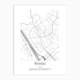 Kivisto,Finland Minimalist Map Art Print