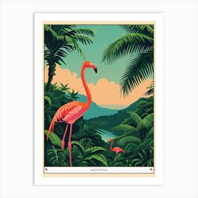 Greater Flamingo Argentina Tropical Illustration 1 Poster Art Print