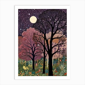 William Morris Night In The Forest 4 Art Print