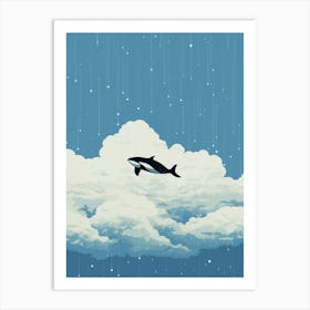 Orca Whale Floating In The Sky Abstract Art Print