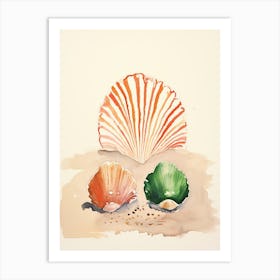 Watercolor Seashells 1 Art Print
