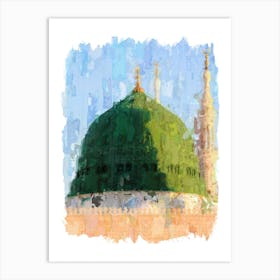 Al-Masjid an-Nabawi in Impressionist Digital Painting Art Print