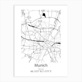 Munich,Germany Minimalist Map Art Print