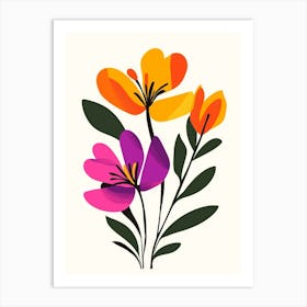 Flowers On A White Background 2 Art Print