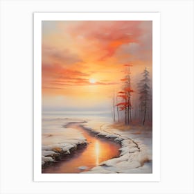 Sunset Over The River . 1 Art Print