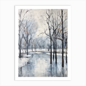 Winter City Park Painting Franklin Delano Roosevelt Park Philadelphia 1 Art Print