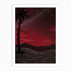 Desert Landscape With Palm Tree Art Print