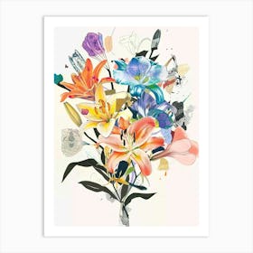 Lily 4 Collage Flower Bouquet Art Print