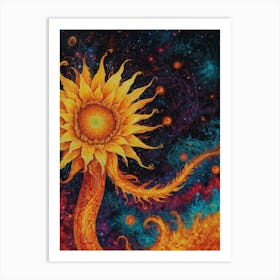 Sunflower In Space 1 Art Print