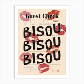 Bisou Bisou. Retro Guest Check Art Print