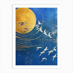 Birds Flying Over The Sun 1 Art Print