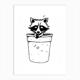 A Minimalist Line Art Piece Of A Bahamian Raccoon 3 Art Print