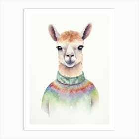 Baby Animal Watercolour Alpaca 3 Art Print