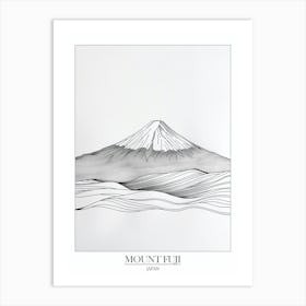 Mount Fuji Japan Line Drawing 3 Poster Art Print