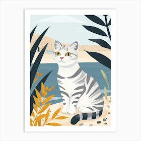 American Shorthair Cat Storybook Illustration 2 Art Print