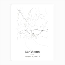 Karlshamn,Sweden Minimalist Map Art Print