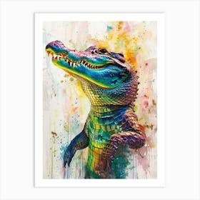 Crocodile Colourful Watercolour 4 Art Print