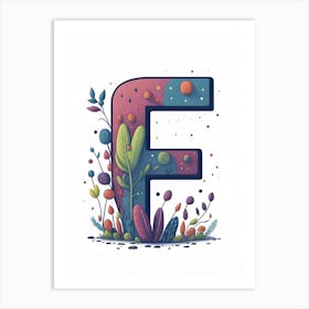 Colorful Letter F Illustration 28 Art Print