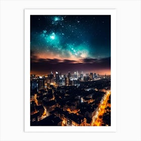 Night Sky Over City 2 Art Print