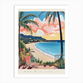 Poster Of Malibu Beach, California, Matisse And Rousseau Style 3 Art Print