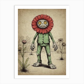 Zombie In A Flower Art Print