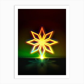 Neon Geometric Glyph Abstract in Watermelon Green and Red on Black n.0268 Art Print