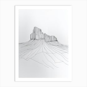 Table Mountain South Africa Line Drawing 2 Art Print