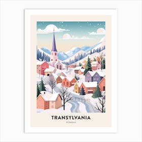 Vintage Winter Travel Poster Transylvania Romania 1 Art Print