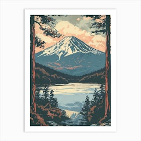 Mount Fuji Japan 9 Retro Illustration Art Print