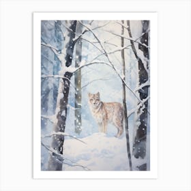 Winter Watercolour Lynx 1 Art Print