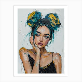 Girl With Blue Hair 4 Art Print