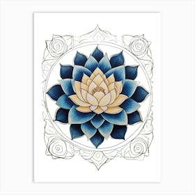 India National Flower the Lotus Flower Mandala Inspired Art Print