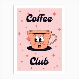 Retro Cartoon Coffee Club Art Print