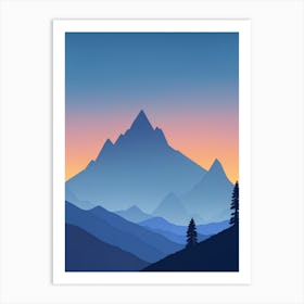 Misty Mountains Vertical Composition In Blue Tone 58 Art Print