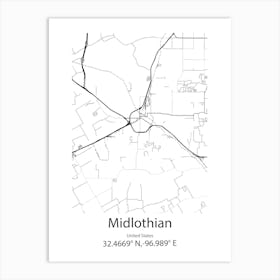 Midlothian,United States Minimalist Map Poster