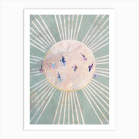 Birds Sun Boho 01 Art Print