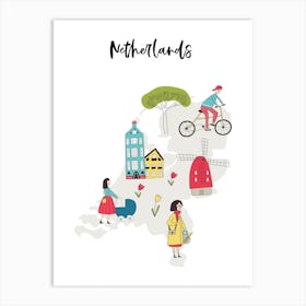 Netherlands Map Art Print