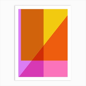 Bright Modern Geometric Shapes in Orange Yellow and Pink Art Print