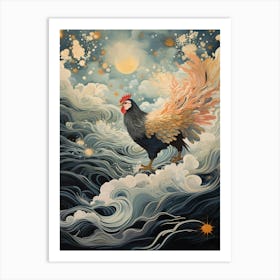Rooster 1 Gold Detail Painting Art Print