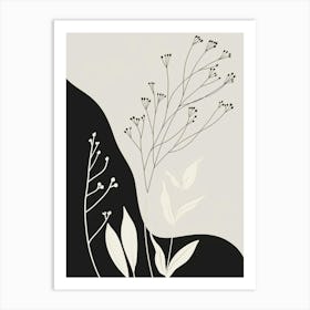 Black And White Abstract Plants Art Print