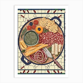 Charcuterie Board On A Tiled Background 4 Art Print