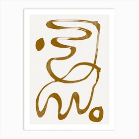 Mustard Line Shapes Modern Minimalistic Graphic Latte Drawing Home Decor Art Print