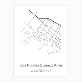 San Nicolas,Cuba Minimalist Map Art Print