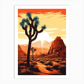 Joshua Tree At Sunrise In Nat Viga Style (1) Art Print