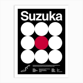 Mid Century Dark Suzuka F1 Art Print