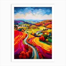 English Countryside Vibrant Landscape Art Print