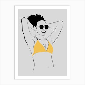 Woman In Yellow Bikini . Art Print