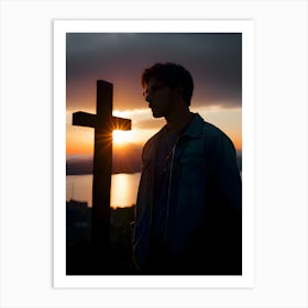 Sunset Over A Cross Art Print