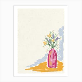 Vintage Pink Gold Flowers In A Vase Art Print