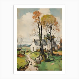 Small Cottage And Trees Lanscape Painting 2 Art Print